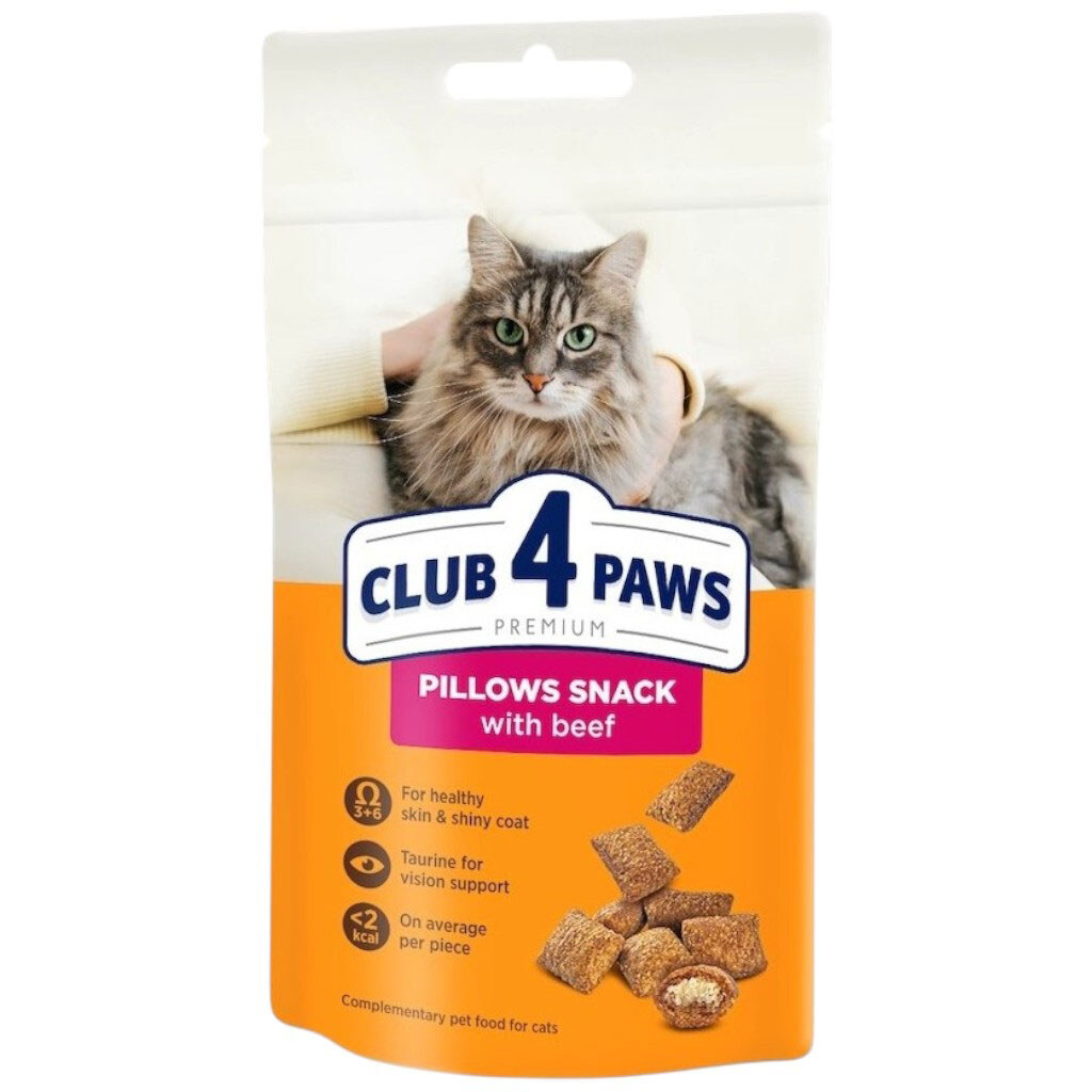 Подушечки для взрослых кошек Club 4 Рaws Premium с говядиной 60 г - № 1 Подушечки для взрослых кошек Club 4 Рaws Premium с говядиной 60 г - № 1