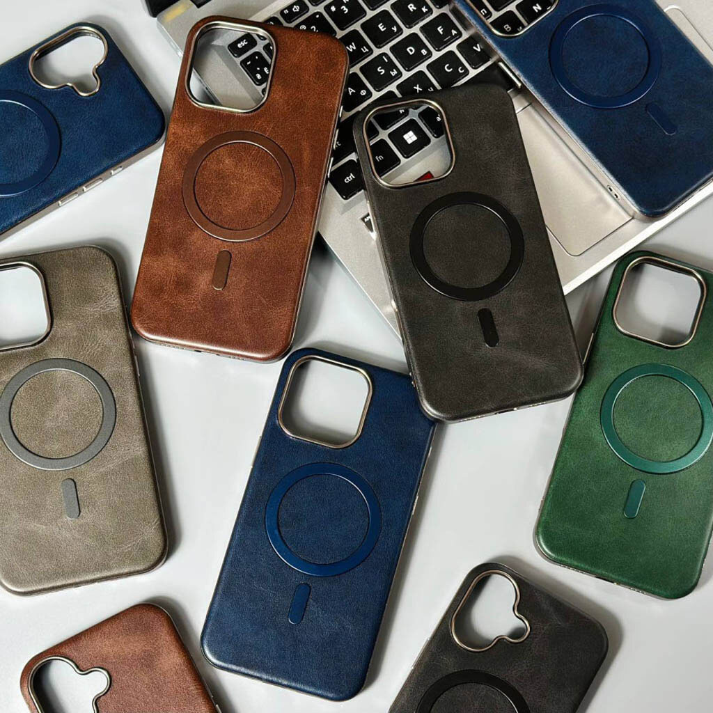 Чохол (накладка) Apple iPhone 11, Leather Magnetic Metal Frame, MagSafe, Синій - № 2 Чохол (накладка) Apple iPhone 11, Leather Magnetic Metal Frame, MagSafe, Синій - № 2