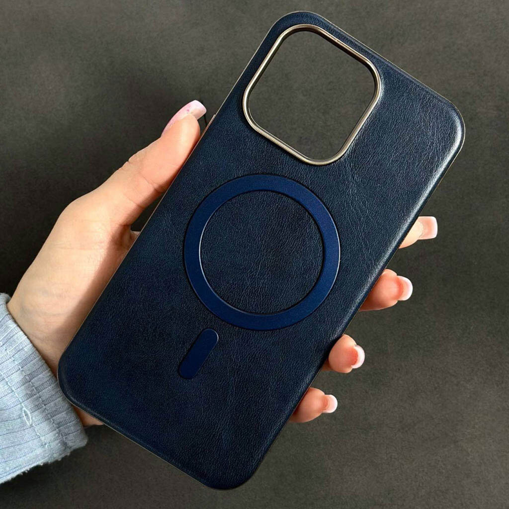 Чохол (накладка) Apple iPhone 11, Leather Magnetic Metal Frame, MagSafe, Синій - № 4 Чохол (накладка) Apple iPhone 11, Leather Magnetic Metal Frame, MagSafe, Синій - № 4