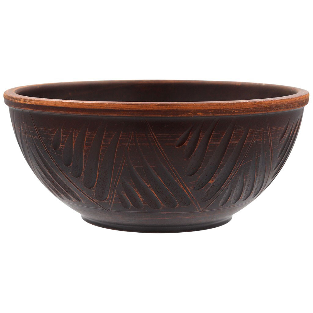 Миска глубокая из красной декоративной глины "Гравировка", d=17 см, 1 л - № 1 Миска глубокая из красной декоративной глины "Гравировка", d=17 см, 1 л - № 1