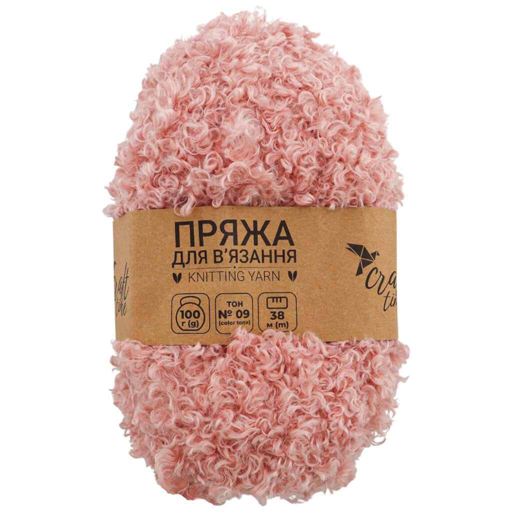 Пряжа для в'язання кучерява Craft time 100 г, 38 м тон №09 - № 1 Пряжа для в'язання кучерява Craft time 100 г, 38 м тон №09 - № 1