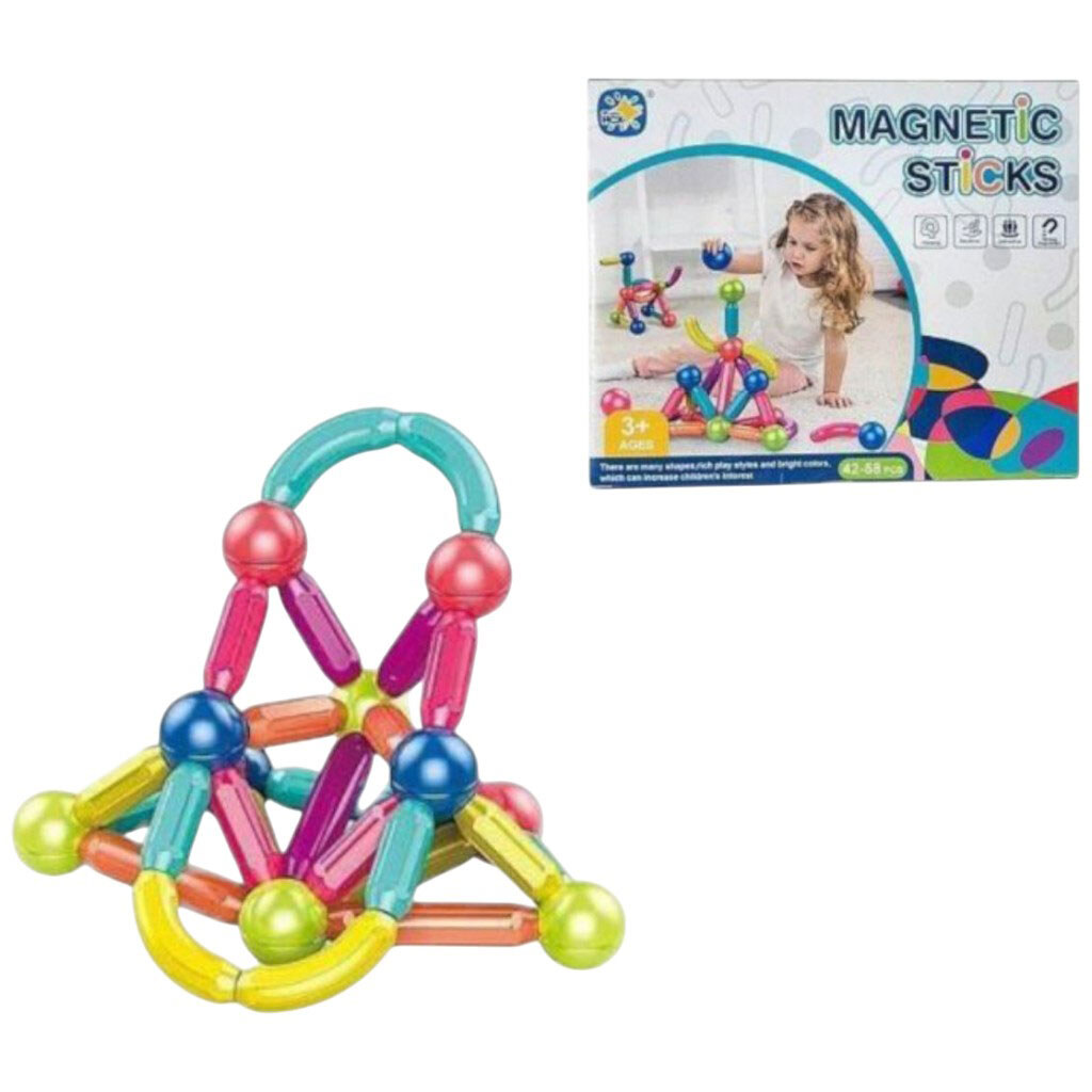 Конструктор магнітний, 54 елементи, у коробці, Mic - № 1 Конструктор магнітний, 54 елементи, у коробці, Mic - № 1