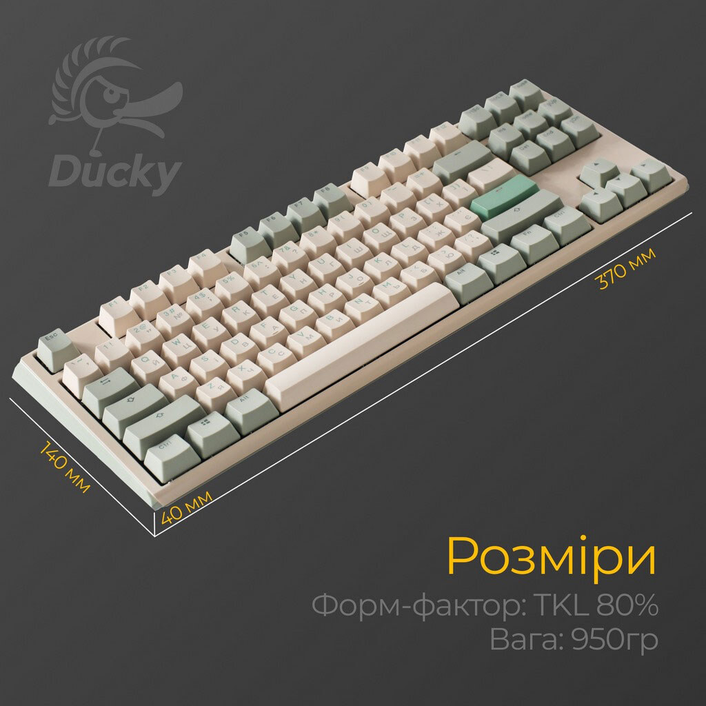Клавиатура Ducky One 3 TKL Cherry MX, Зеленый - № 4 Клавиатура Ducky One 3 TKL Cherry MX, Зеленый - № 4
