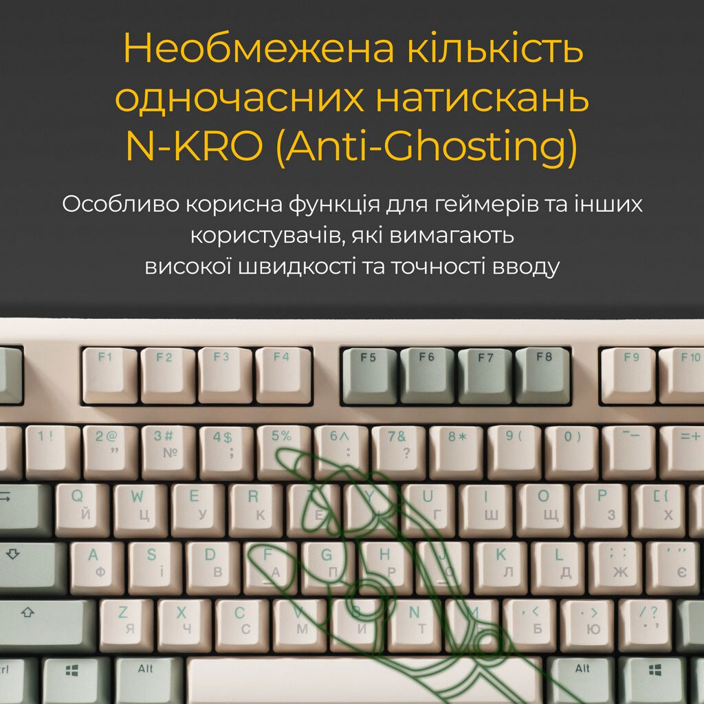 Клавиатура Ducky One 3 TKL Cherry MX, Зеленый - № 6 Клавиатура Ducky One 3 TKL Cherry MX, Зеленый - № 6