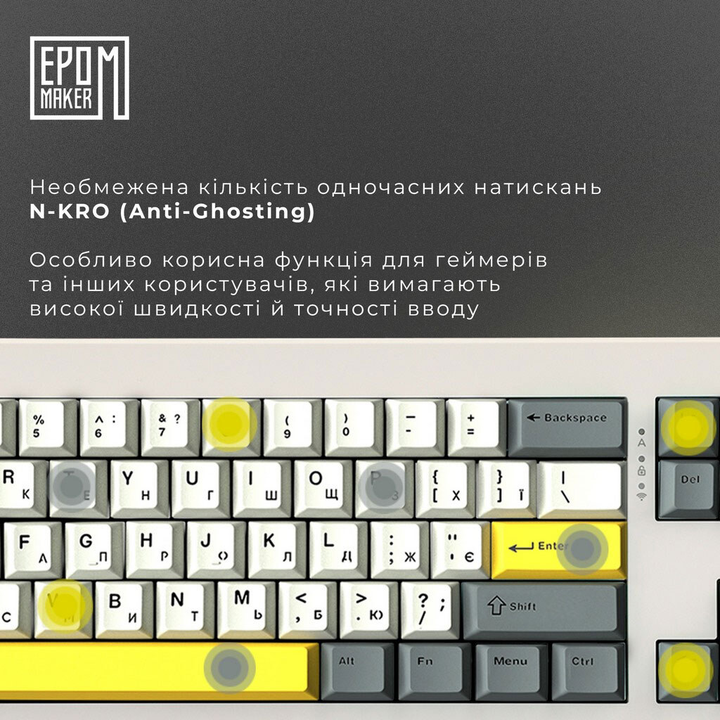 Клавиатура Epomaker Shadow-X 70%, Белый - № 3 Клавиатура Epomaker Shadow-X 70%, Белый - № 3