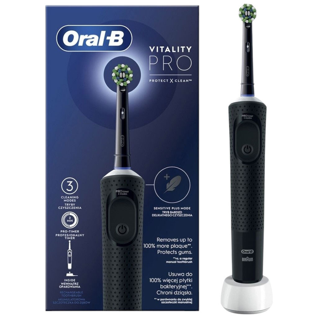 Електрична зубна щітка Braun Oral-B Vitality D103.413.3 Pro Protect X Clean Cross Action, Чорний - № 2 Електрична зубна щітка Braun Oral-B Vitality D103.413.3 Pro Protect X Clean Cross Action, Чорний - № 2
