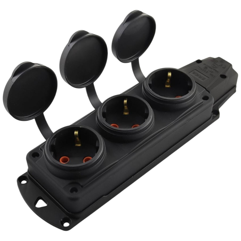 Колодка електрична каучук з заземленням ERKA 6003 3 гнізда - № 1 Колодка електрична каучук з заземленням ERKA 6003 3 гнізда - № 1