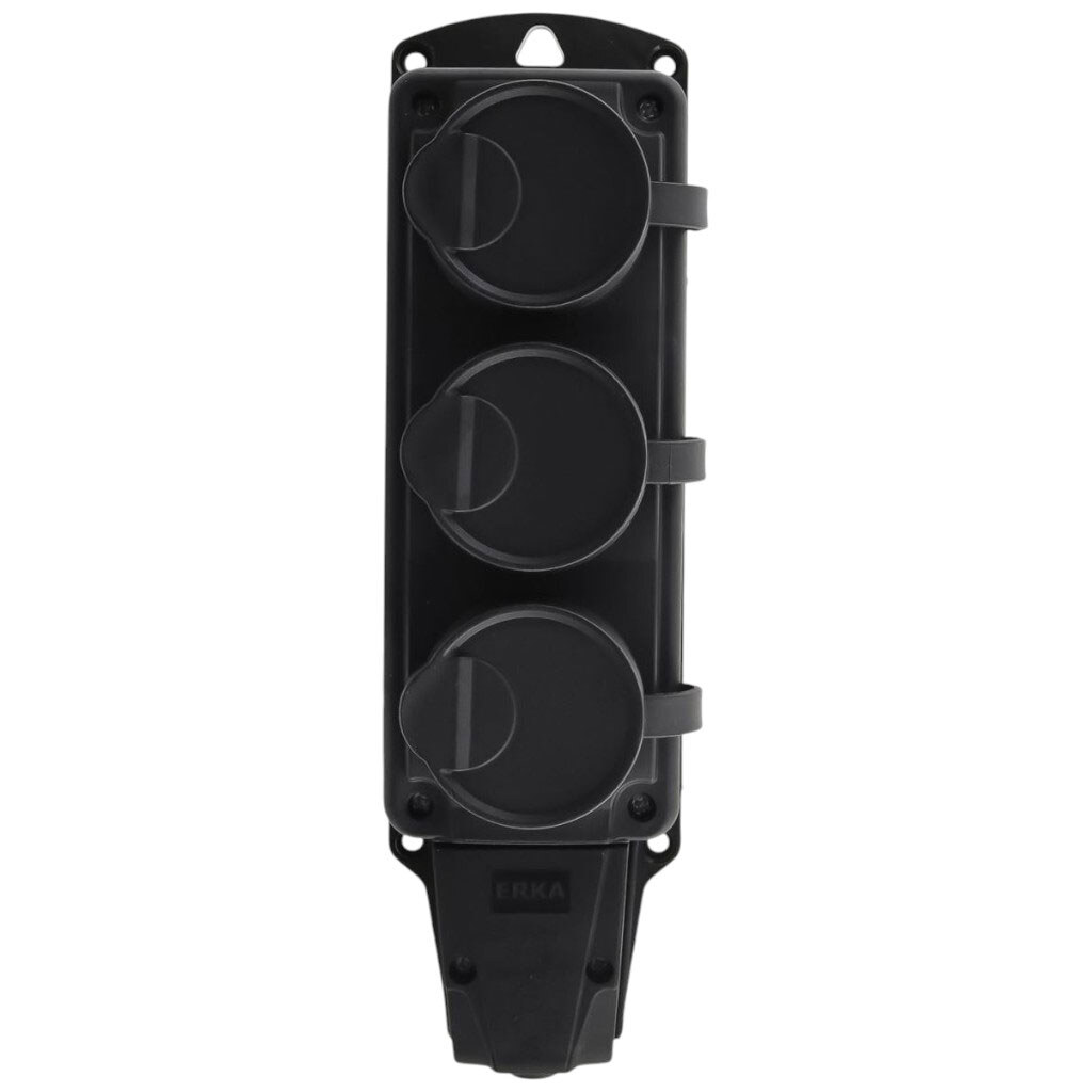 Колодка електрична каучук з заземленням ERKA 6003 3 гнізда - № 2 Колодка електрична каучук з заземленням ERKA 6003 3 гнізда - № 2