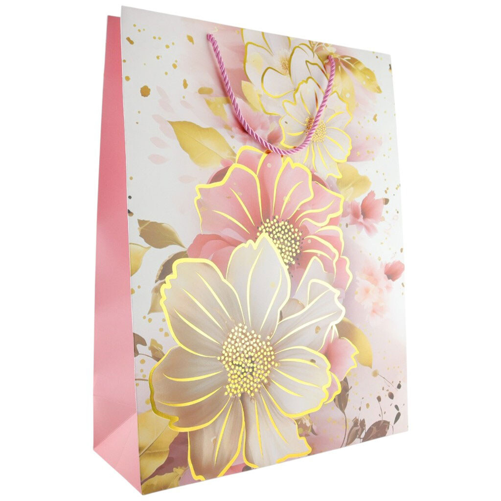 Пакет подарочный бумажный с принтом Цветы 31х41х12 см - № 2 Пакет подарочный бумажный с принтом Цветы 31х41х12 см - № 2