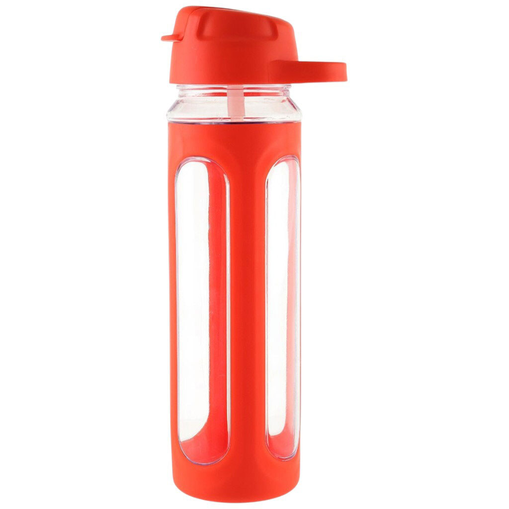 Пляшка для напоїв пластикова з трубочкою кольорова 650 мл - № 1 Пляшка для напоїв пластикова з трубочкою кольорова 650 мл - № 1