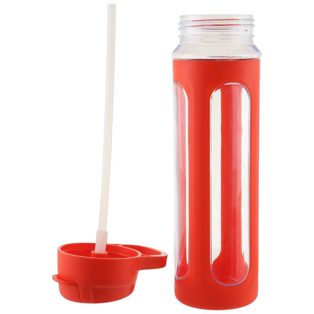 Пляшка для напоїв пластикова з трубочкою кольорова 650 мл - № 4 Пляшка для напоїв пластикова з трубочкою кольорова 650 мл - № 4