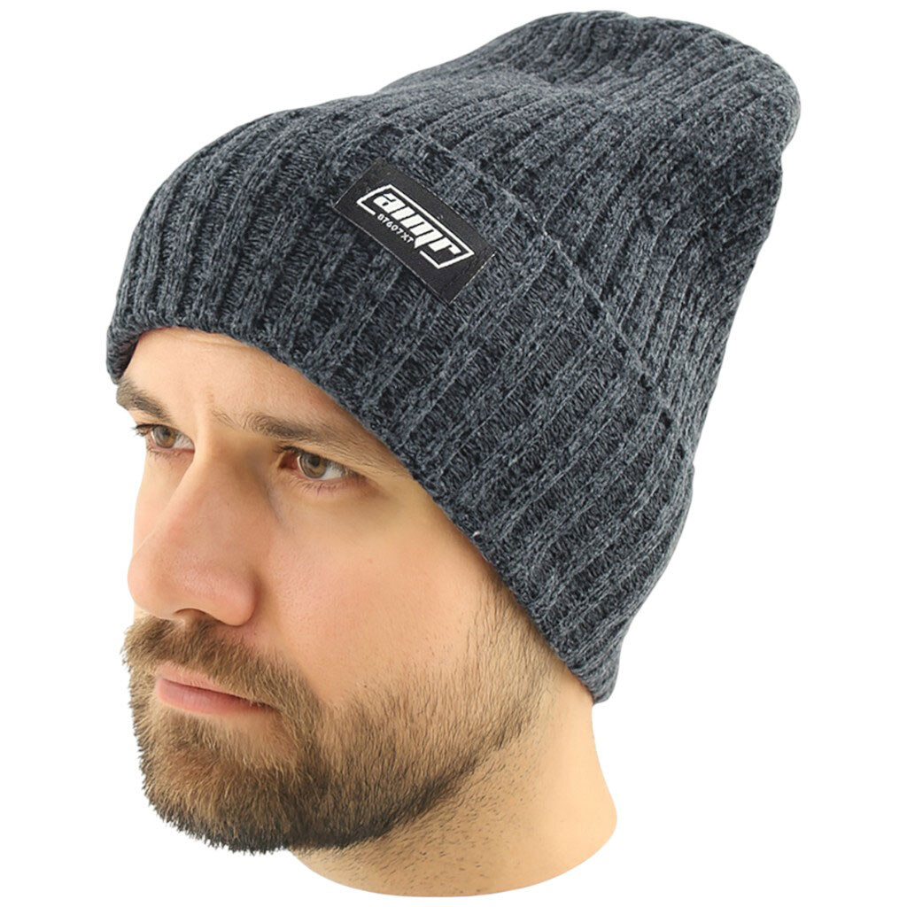 Мужская шапка вязаная с отворотом - № 4 Мужская шапка вязаная с отворотом - № 4