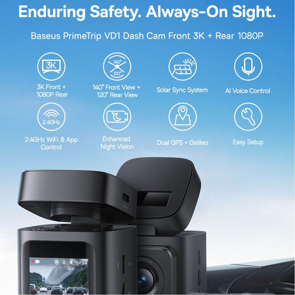 Видеорегистратор Baseus C0115900 PrimeTrip VD1, Черный - № 8 Видеорегистратор Baseus C0115900 PrimeTrip VD1, Черный - № 8