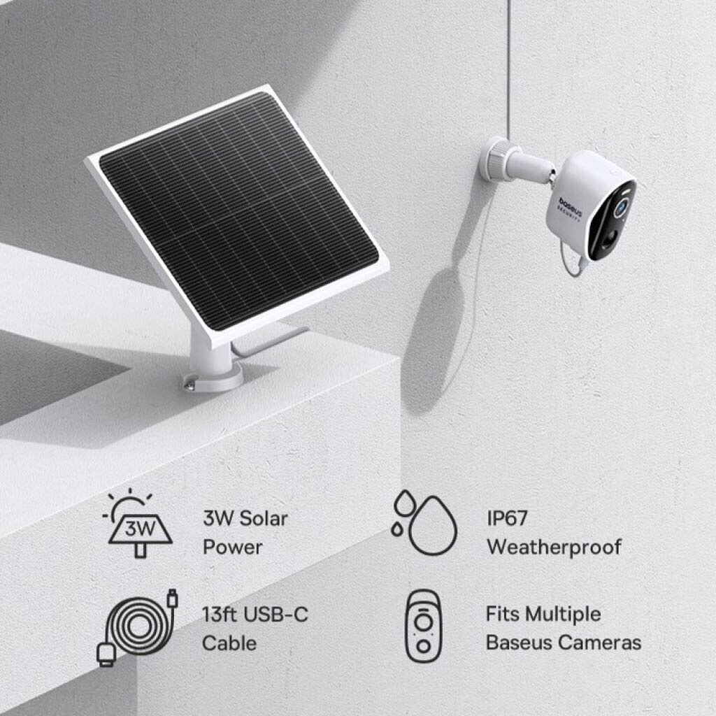 Сонячна панель Baseus S0003600 Security A1 Solar Panel, Білий - № 5 Сонячна панель Baseus S0003600 Security A1 Solar Panel, Білий - № 5