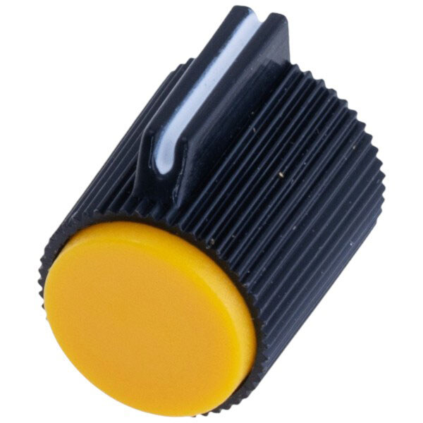 Ручка для потенціометра пластикова "жовта" на вісь 6мм, KN113-C Yellow Cap - № 1 Ручка для потенціометра пластикова "жовта" на вісь 6мм, KN113-C Yellow Cap - № 1