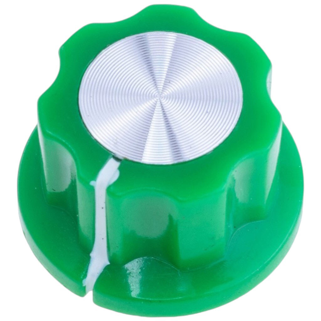 Ручка для потенціометра пластикова "зелена" на вісь 6мм, KN113-C Green Cap - № 1 Ручка для потенціометра пластикова "зелена" на вісь 6мм, KN113-C Green Cap - № 1