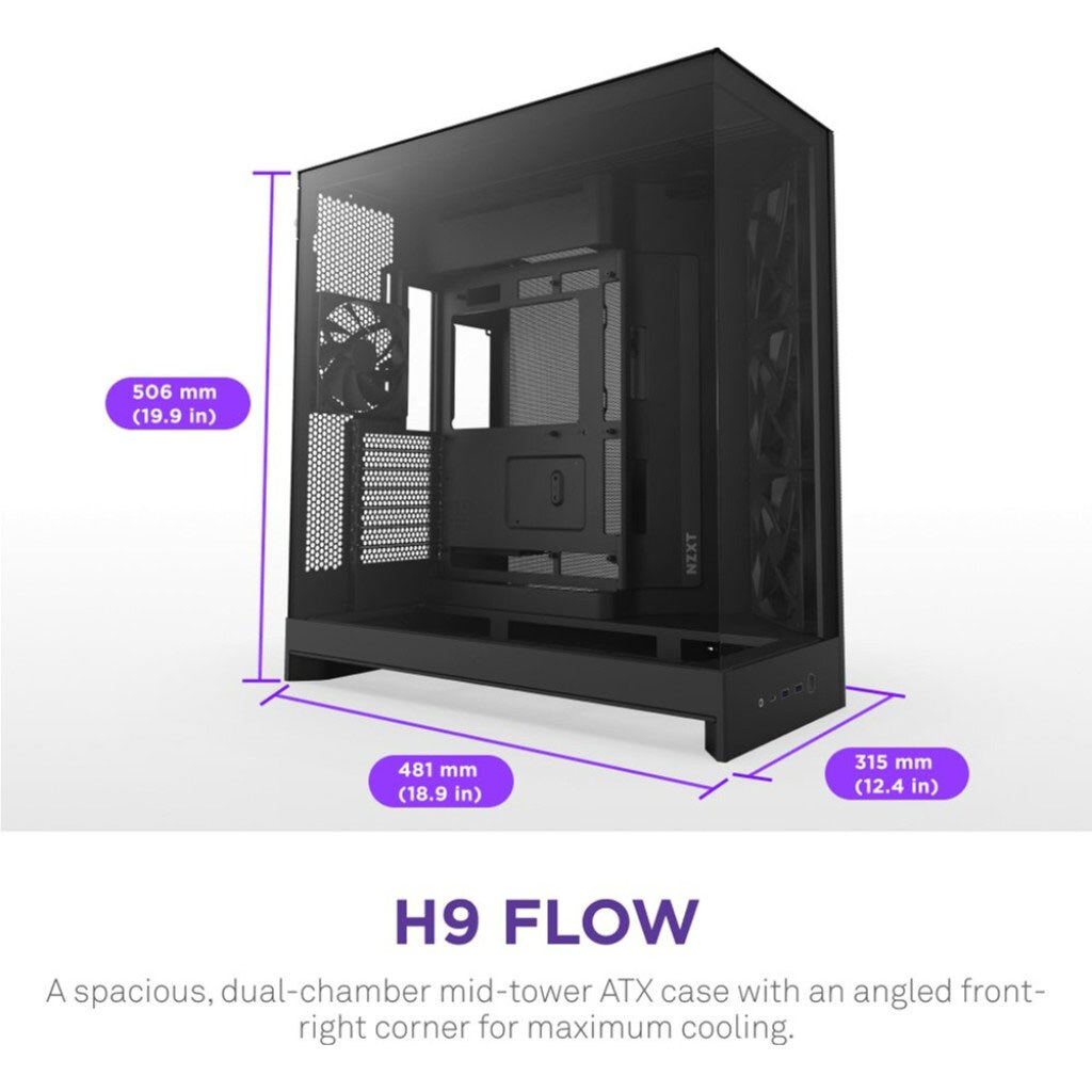 Корпус NZXT H9 Flow, Черный - № 8 Корпус NZXT H9 Flow, Черный - № 8