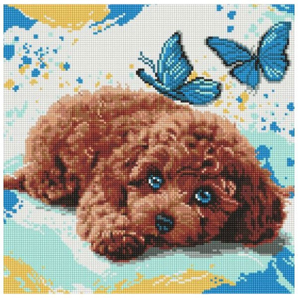 Алмазная мозаика "Милый пудель", 40x40см, Ідейка - № 1 Алмазная мозаика "Милый пудель", 40x40см, Ідейка - № 1