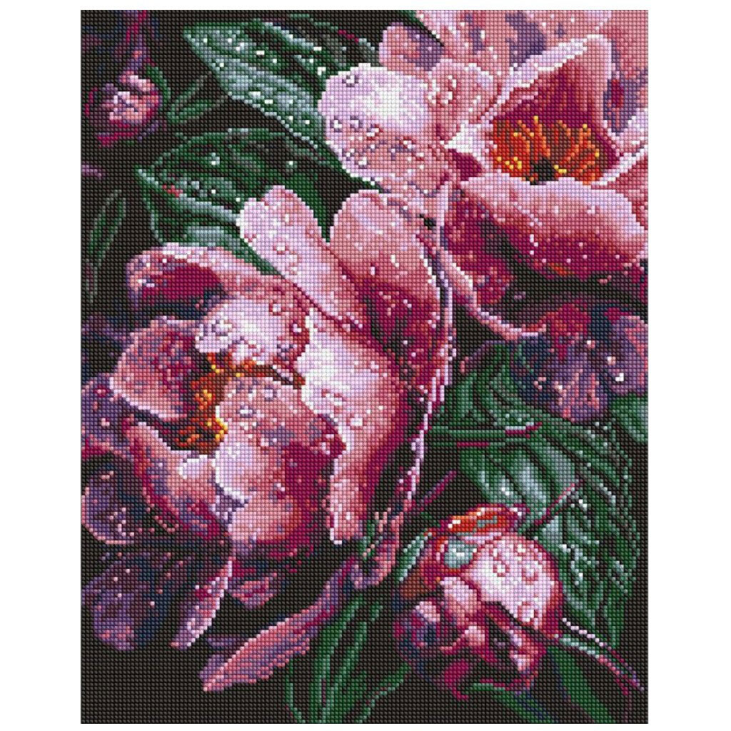 Алмазная мозаика "Розовые пионы под дождем", 40х50 см, Mic - № 1 Алмазная мозаика "Розовые пионы под дождем", 40х50 см, Mic - № 1