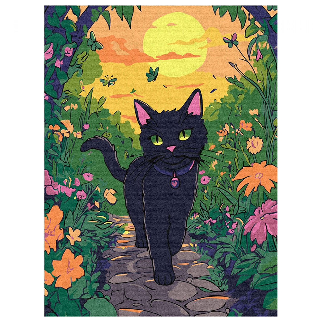 Картина за номерами "Котик у саду", 30x40 см, Ідейка - № 1 Картина за номерами "Котик у саду", 30x40 см, Ідейка - № 1