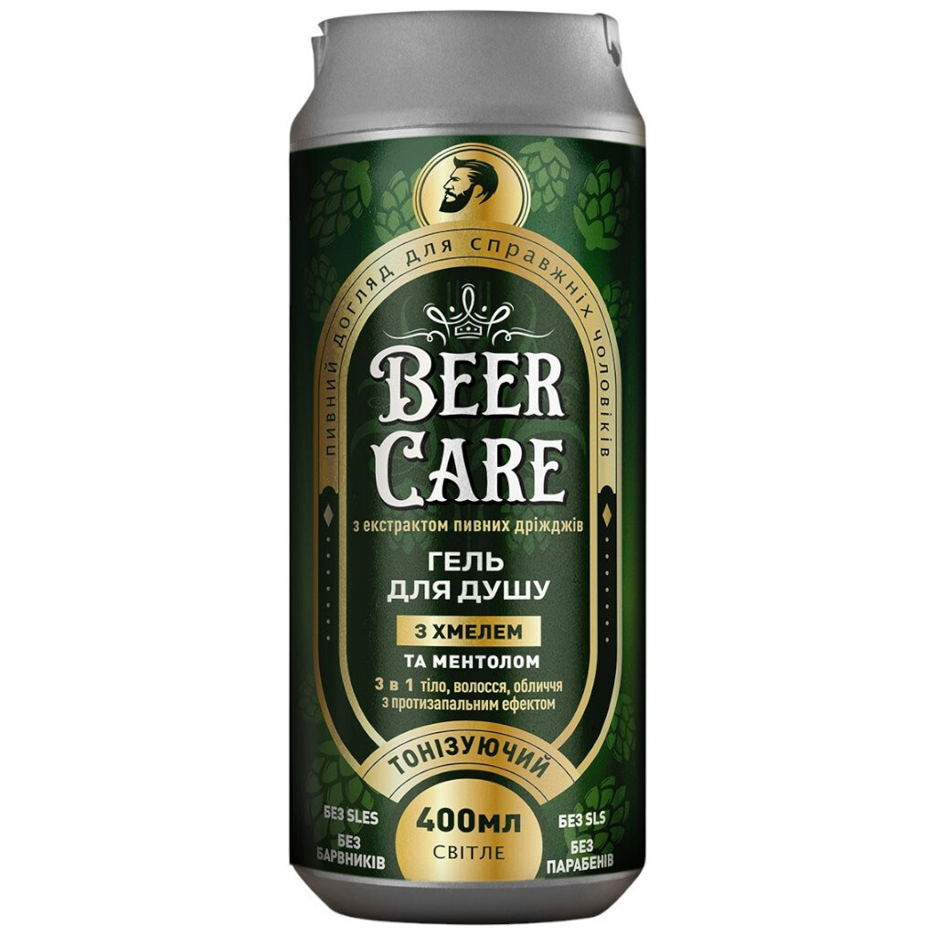 Гель для душу 3в1 BEER CARE тонізуючий з хмелем, ментолом 400 мл - № 1 Гель для душу 3в1 BEER CARE тонізуючий з хмелем, ментолом 400 мл - № 1