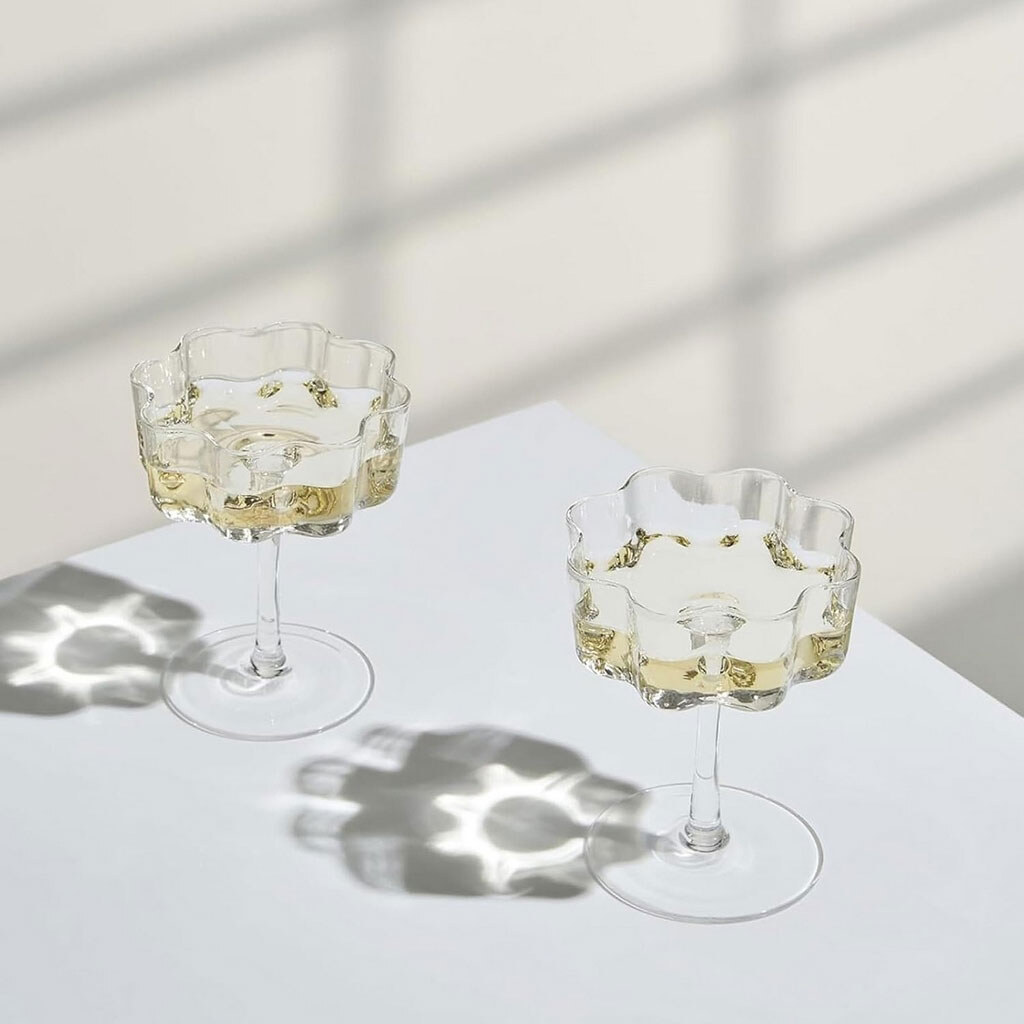 Бокал для шампанского стеклянный волнистый в ассортименте 250 мл - № 4 Бокал для шампанского стеклянный волнистый в ассортименте 250 мл - № 4