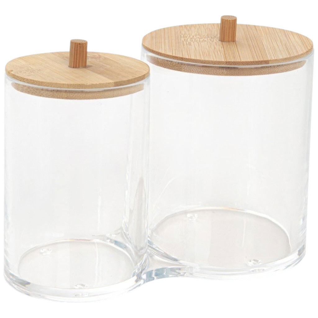 Органайзер для ватно-гігієнічних витрат подвійний з дерев'яною кришкою - № 1 Органайзер для ватно-гігієнічних витрат подвійний з дерев'яною кришкою - № 1