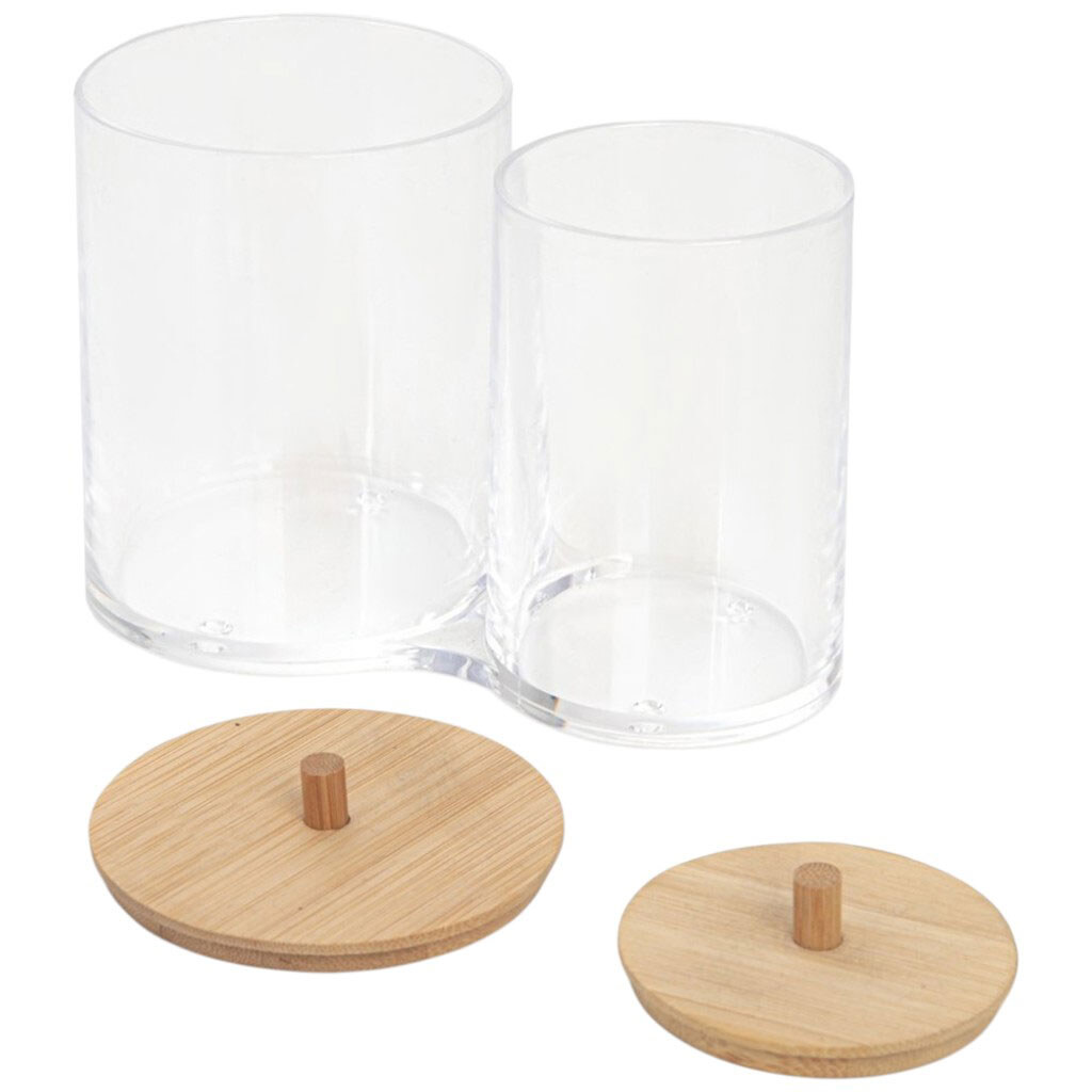 Органайзер для ватно-гігієнічних витрат подвійний з дерев'яною кришкою - № 2 Органайзер для ватно-гігієнічних витрат подвійний з дерев'яною кришкою - № 2