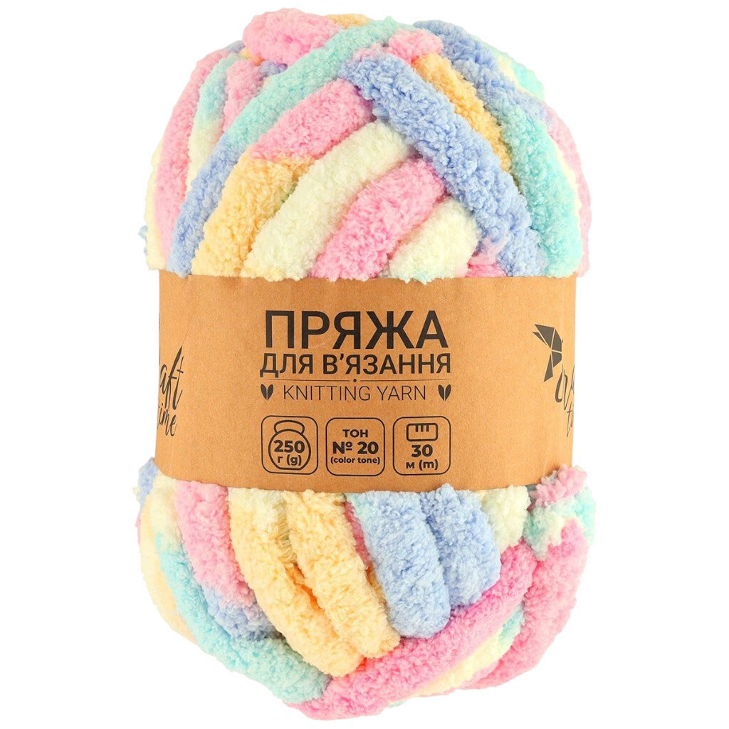 Пряжа для в'язання плюшева Craft time 250 г, 30 м тон №20 - № 1 Пряжа для в'язання плюшева Craft time 250 г, 30 м тон №20 - № 1