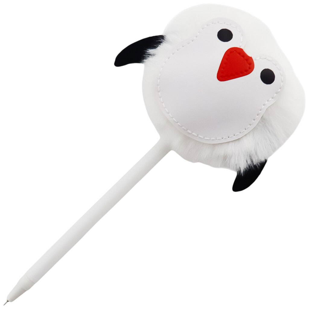 Ручка гелевая с пушистой фигуркой Пингвин - № 2 Ручка гелевая с пушистой фигуркой Пингвин - № 2