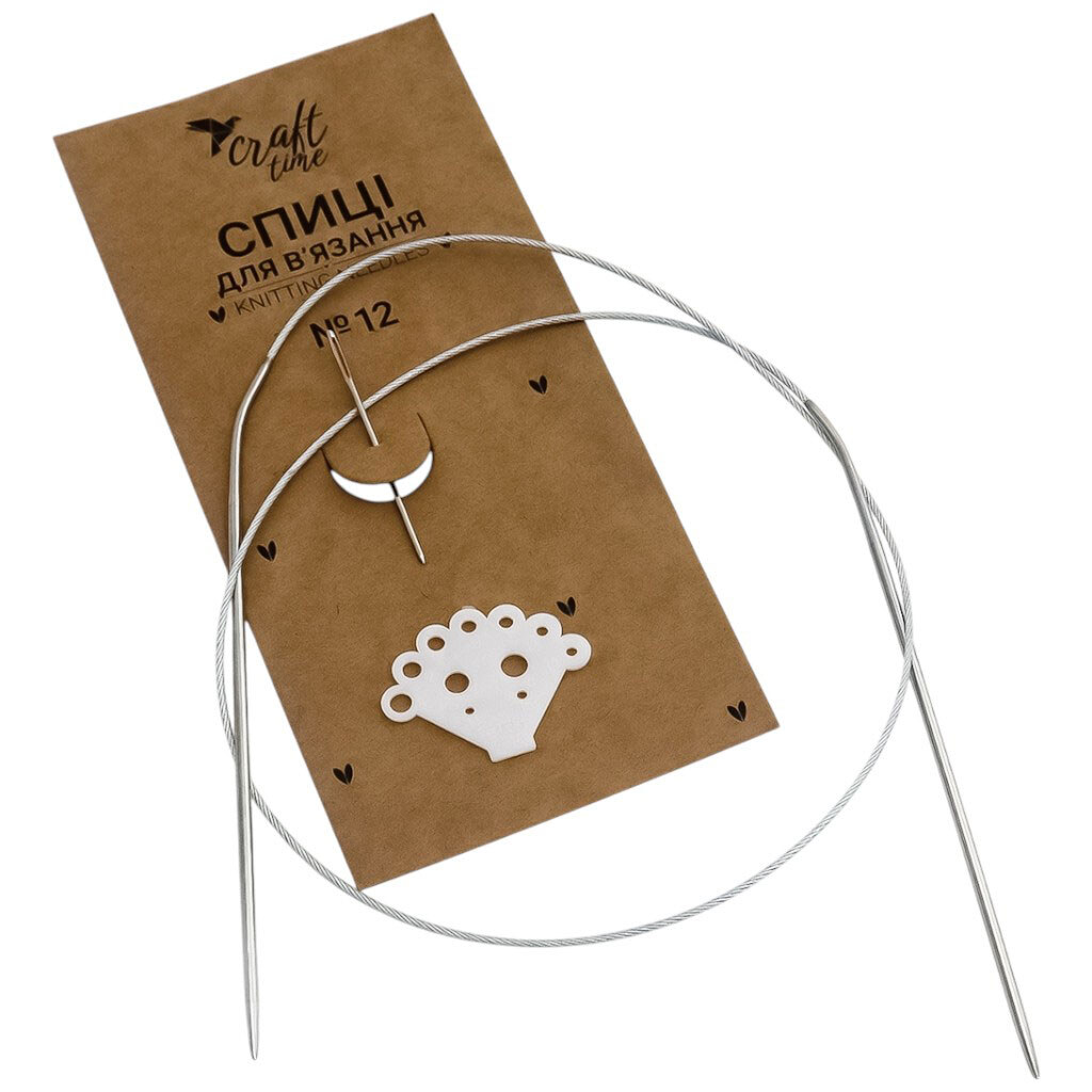 Спицы для вязания металлические с тросом Craft time №12 - № 1 Спицы для вязания металлические с тросом Craft time №12 - № 1