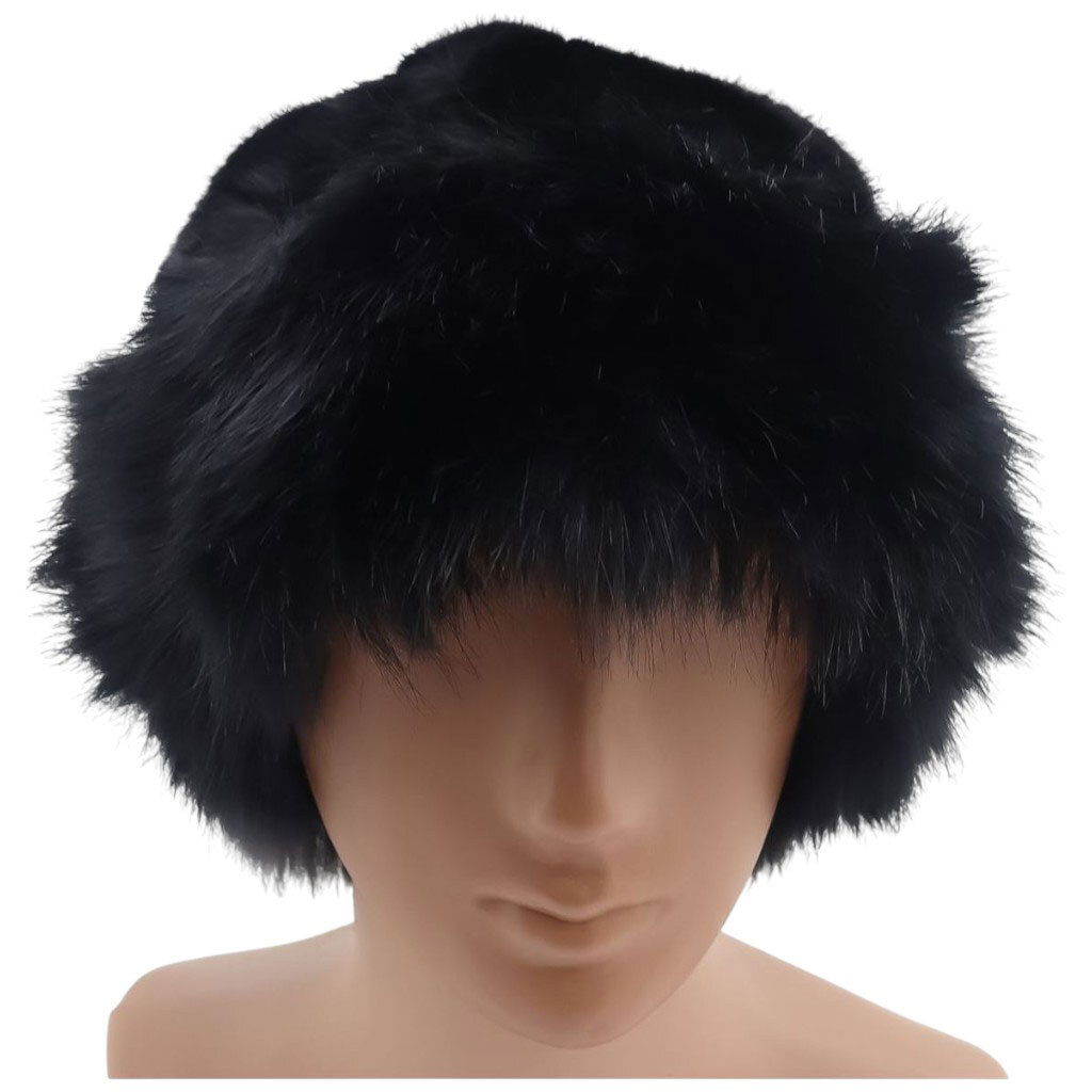 Женская шапка с мехом однотонная - № 2 Женская шапка с мехом однотонная - № 2