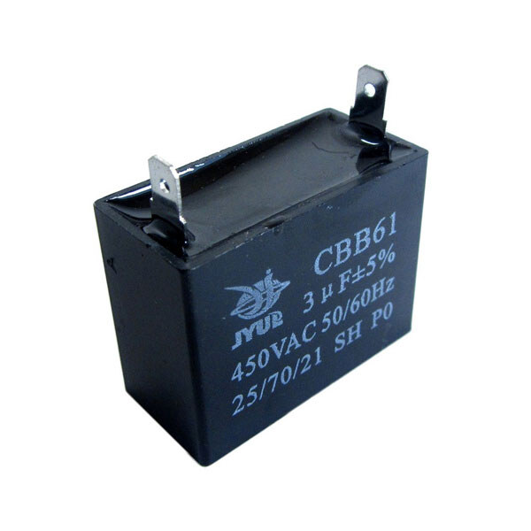 Конденсатор для однофазних електродвигунів (CBB-61) 3mkf - 450 VAC (±5%) - № 1 Конденсатор для однофазних електродвигунів (CBB-61) 3mkf - 450 VAC (±5%) - № 1