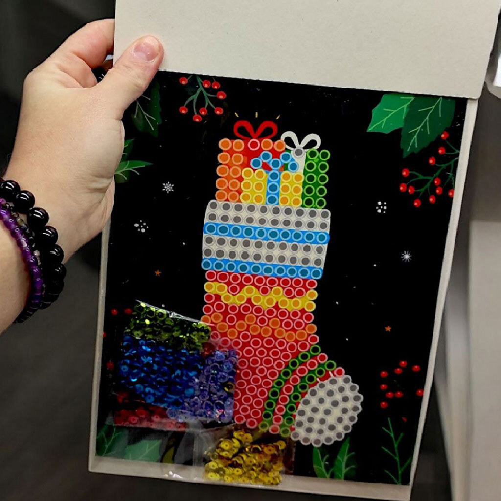 Мозаїка з паєток "Зимова серія: Різдвяна шкарпетка", Апельсин - № 2 Мозаїка з паєток "Зимова серія: Різдвяна шкарпетка", Апельсин - № 2