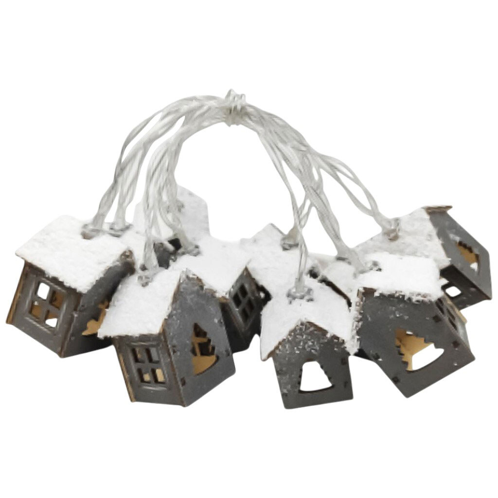 Гирлянда декоративная на батарейках "Домики", серые, 10 ламп, Mirko - № 1 Гирлянда декоративная на батарейках "Домики", серые, 10 ламп, Mirko - № 1
