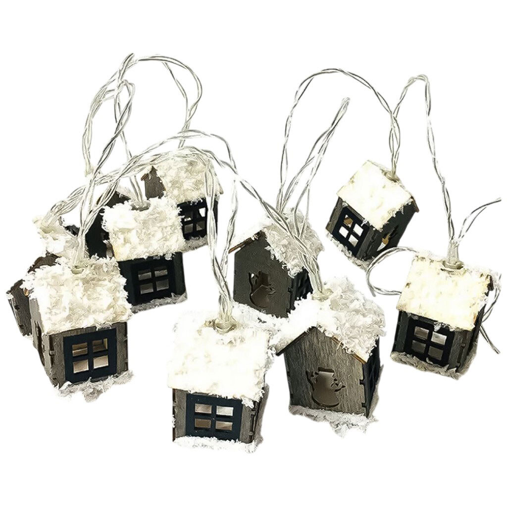 Гирлянда декоративная на батарейках "Домики", серые, 10 ламп, Mirko - № 3 Гирлянда декоративная на батарейках "Домики", серые, 10 ламп, Mirko - № 3