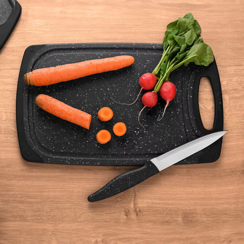 Доска кухонная пластиковая прямоугольная черная, 31,7х19,8 см - № 4 Доска кухонная пластиковая прямоугольная черная, 31,7х19,8 см - № 4