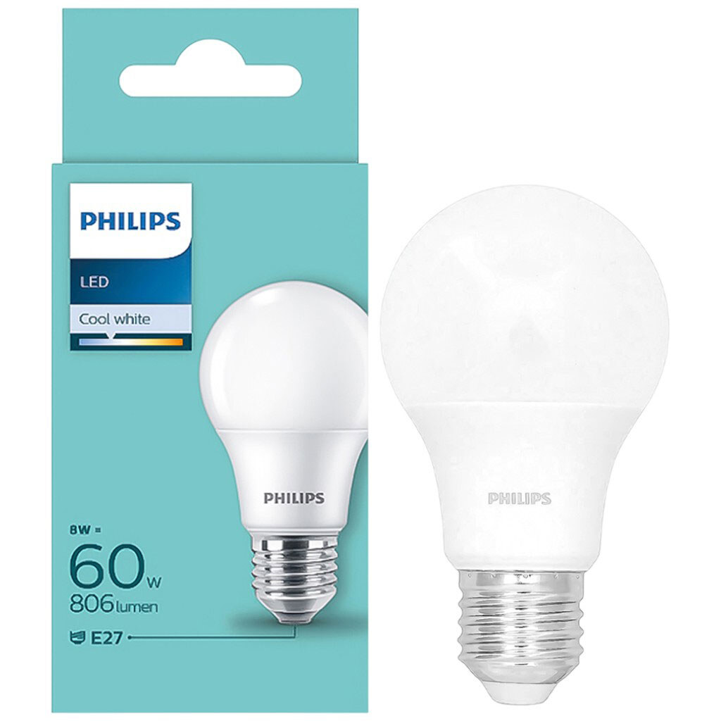 Лампа LED Philips А60 8Вт=60Вт Е27 4000 К Cool White 220 В - № 3 Лампа LED Philips А60 8Вт=60Вт Е27 4000 К Cool White 220 В - № 3