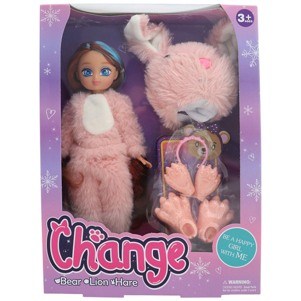 Лялька в пухнастому костюмі тваринки, 25 см - № 1 Лялька в пухнастому костюмі тваринки, 25 см - № 1