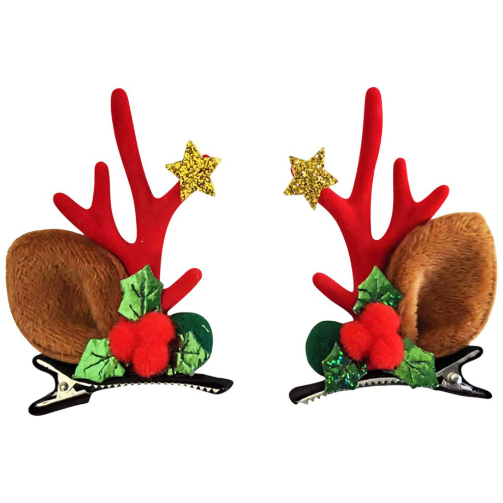 Набор заколок для волос "Оленьи ушки с рожками", 2 шт. - № 1 Набор заколок для волос "Оленьи ушки с рожками", 2 шт. - № 1