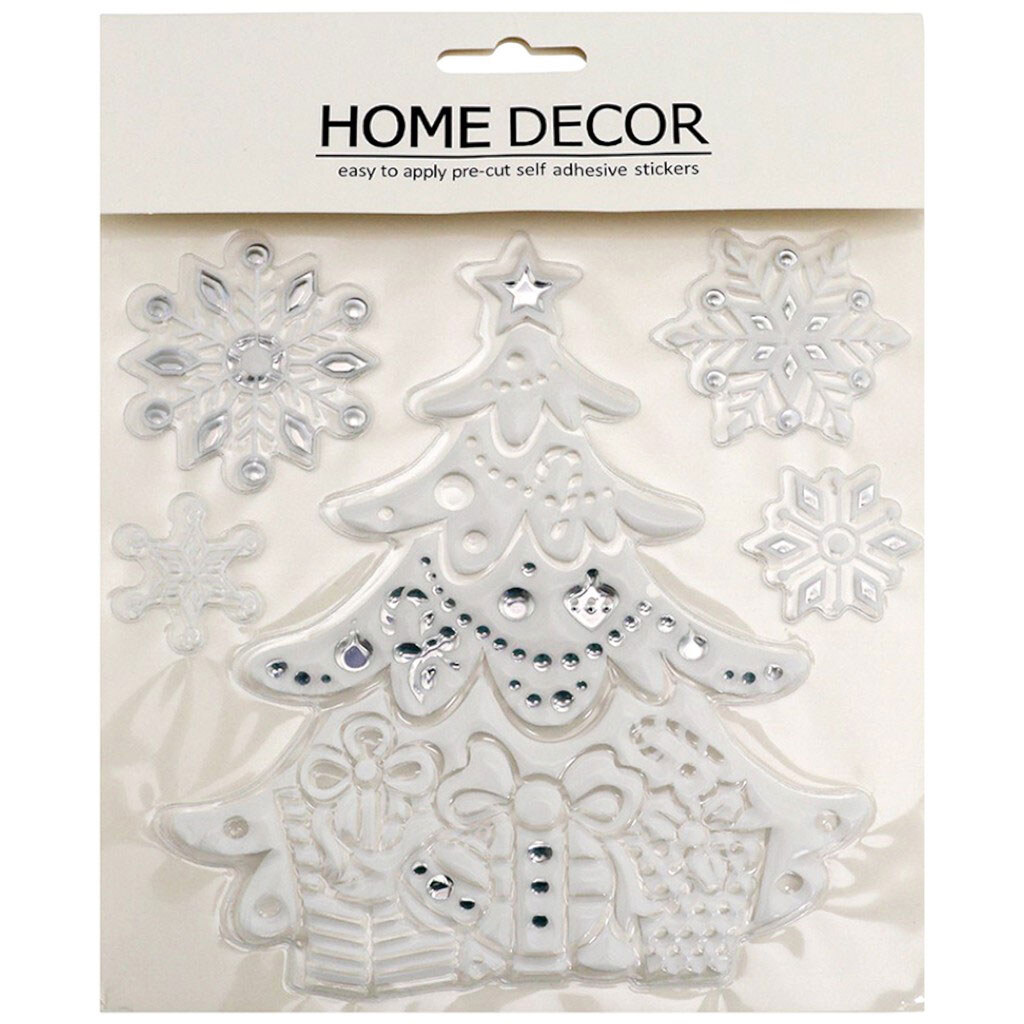 Набор новогодних наклеек на стекло, 5 шт, 19х23 см - № 1 Набор новогодних наклеек на стекло, 5 шт, 19х23 см - № 1