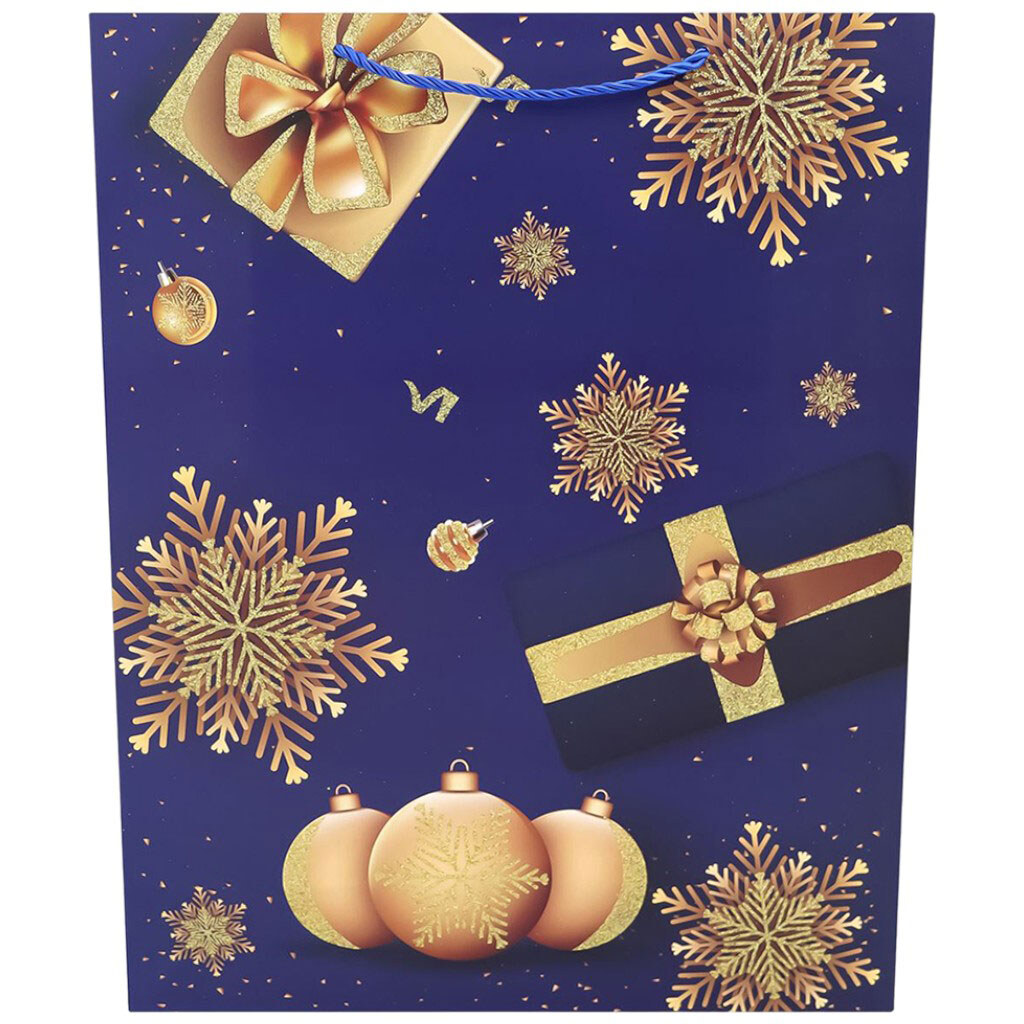Пакет подарочный бумажный "Рождественский", микс, синий, 31х40х12 см - № 1 Пакет подарочный бумажный "Рождественский", микс, синий, 31х40х12 см - № 1