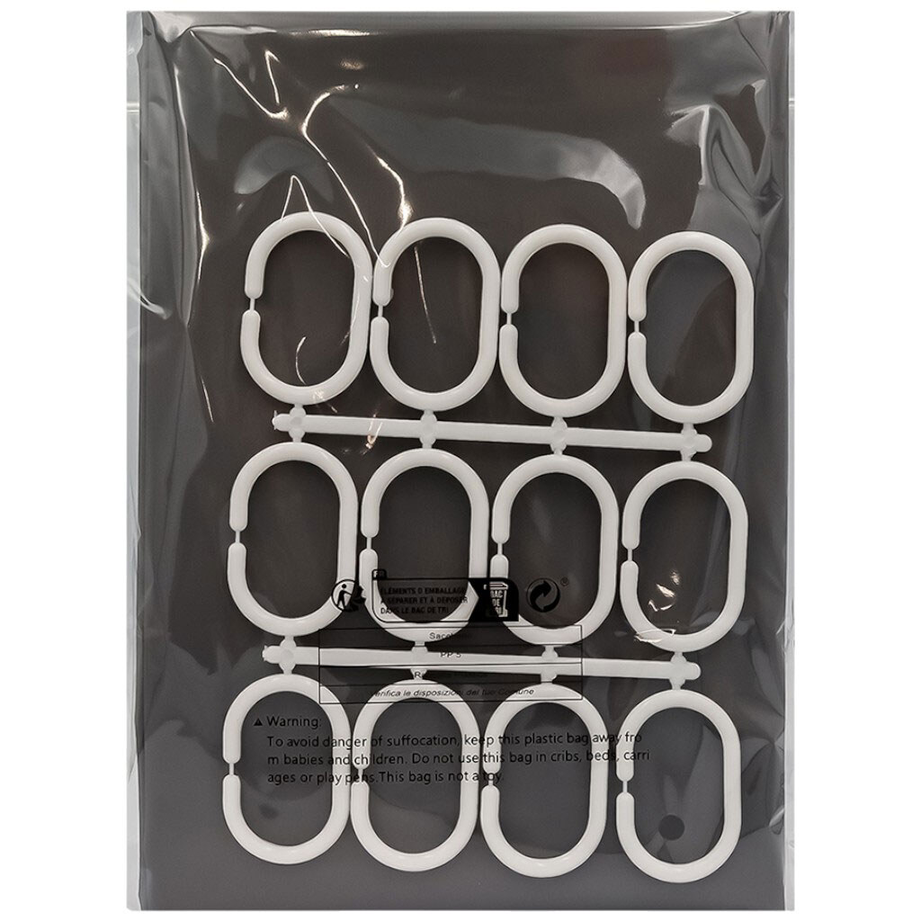 Шторка для ванної ПЕВА з кільцями, сіра, 180х180 см - № 2 Шторка для ванної ПЕВА з кільцями, сіра, 180х180 см - № 2