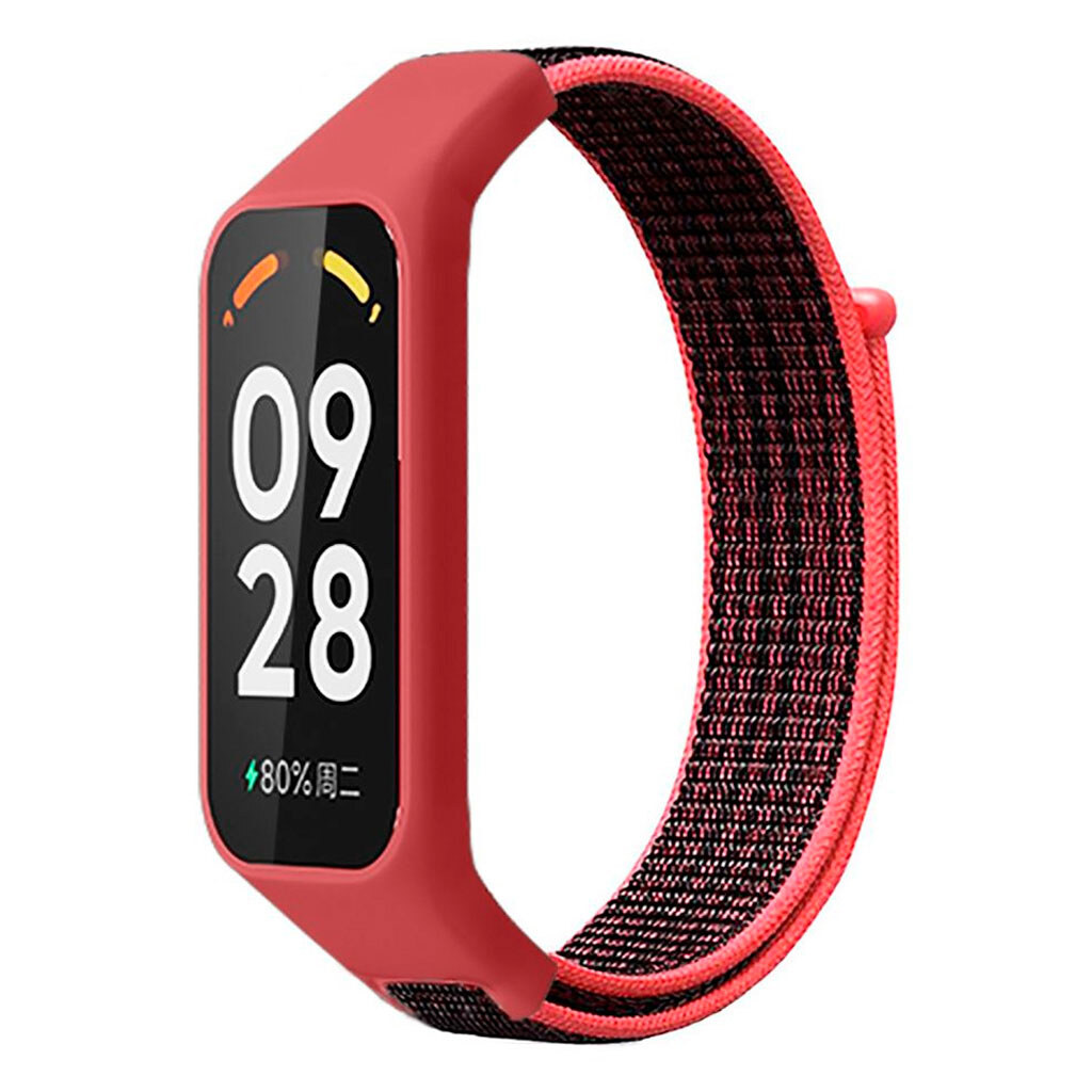 Ремешок Xiaomi Mi Band 8 Active / Redmi Smart Band 2, Nylon, Red Black, Красный - № 1 Ремешок Xiaomi Mi Band 8 Active / Redmi Smart Band 2, Nylon, Red Black, Красный - № 1