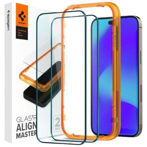 Захисне скло Apple iPhone 14 Pro, Spigen, Чорний - № 1 Захисне скло Apple iPhone 14 Pro, Spigen, Чорний - № 1