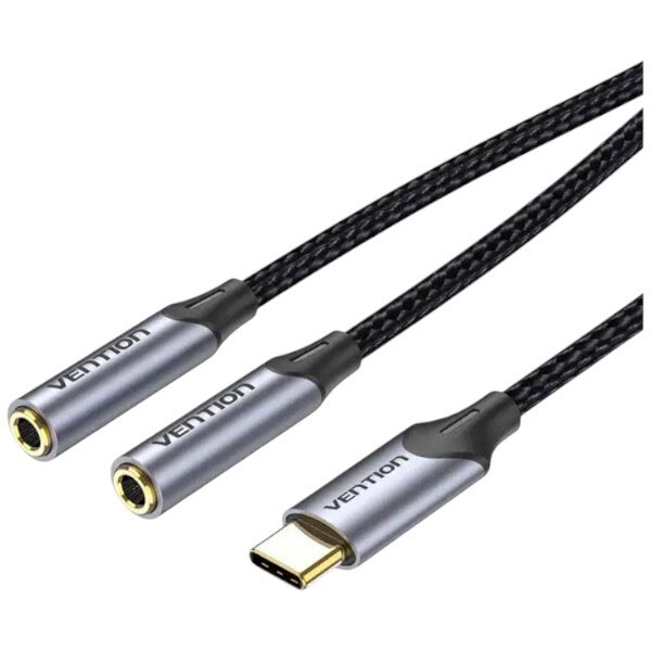 Кабель Vention BGPHY, Type-C, 3,5 мм., 0.3 м., Чорний - № 1 Кабель Vention BGPHY, Type-C, 3,5 мм., 0.3 м., Чорний - № 1