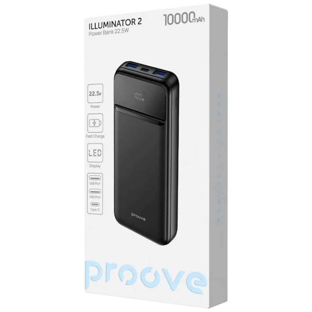 Портативная батарея (Power Bank) Proove Illuminator 2, 10000 mAh, Черный - № 2 Портативная батарея (Power Bank) Proove Illuminator 2, 10000 mAh, Черный - № 2