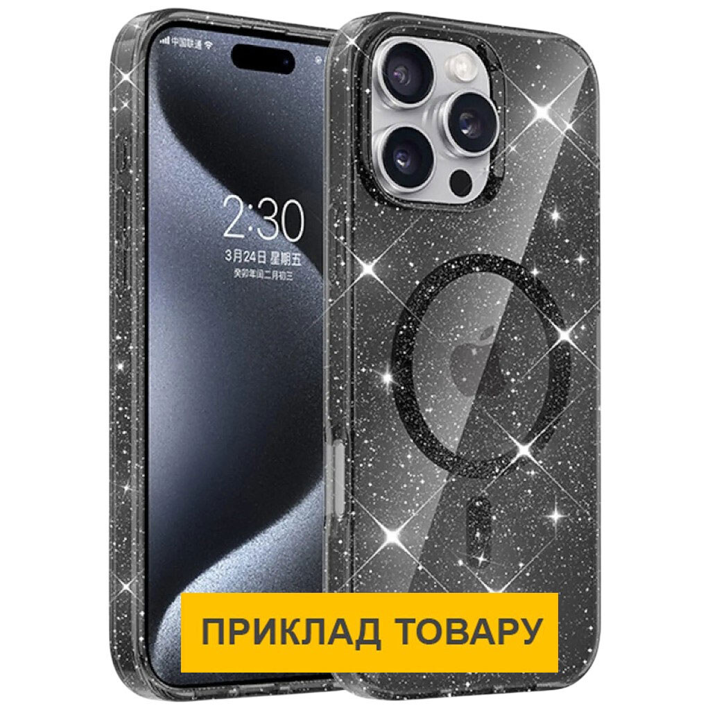 Чехол (накладка) Apple iPhone 16e, Epik Eclipse Sparkle, MagSafe, Черный - № 1 Чехол (накладка) Apple iPhone 16e, Epik Eclipse Sparkle, MagSafe, Черный - № 1