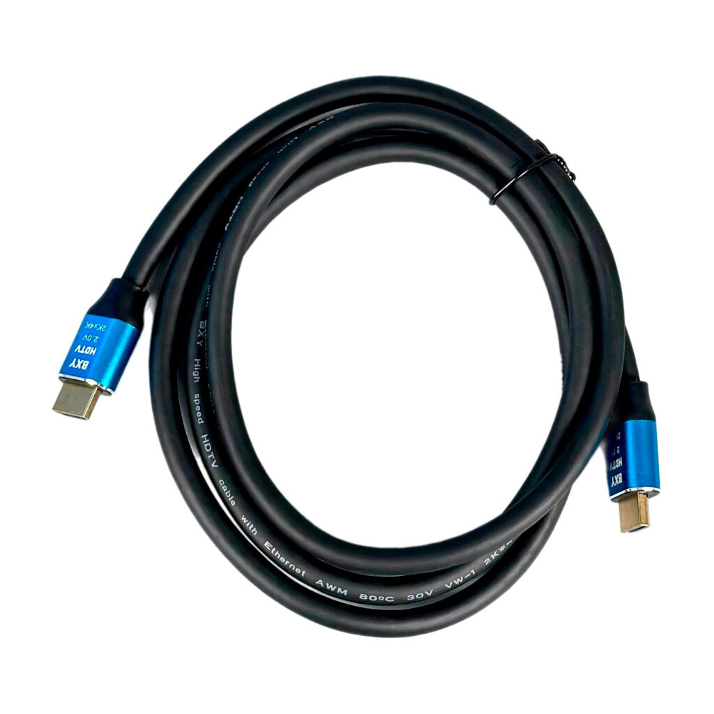 Кабель BXY HDMI - HDMI 2.0V, 1.5 м., Синій - № 1 Кабель BXY HDMI - HDMI 2.0V, 1.5 м., Синій - № 1