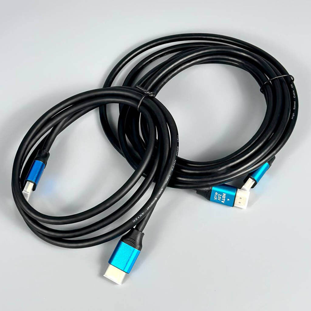Кабель HDMI - HDMI 2.0V, 0.3 м., Синій - № 2 Кабель HDMI - HDMI 2.0V, 0.3 м., Синій - № 2